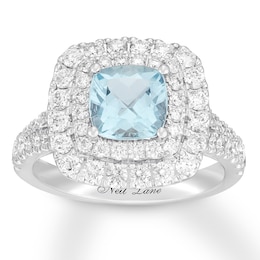 Previously Owned Neil Lane Aquamarine Ring 1-1/4 ct tw Diamonds 14K White Gold