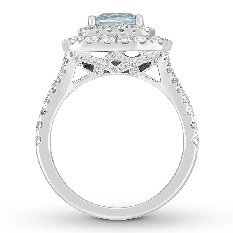 Main Image 2 of Previously Owned Neil Lane Aquamarine Ring 1-1/4 ct tw Diamonds 14K White Gold