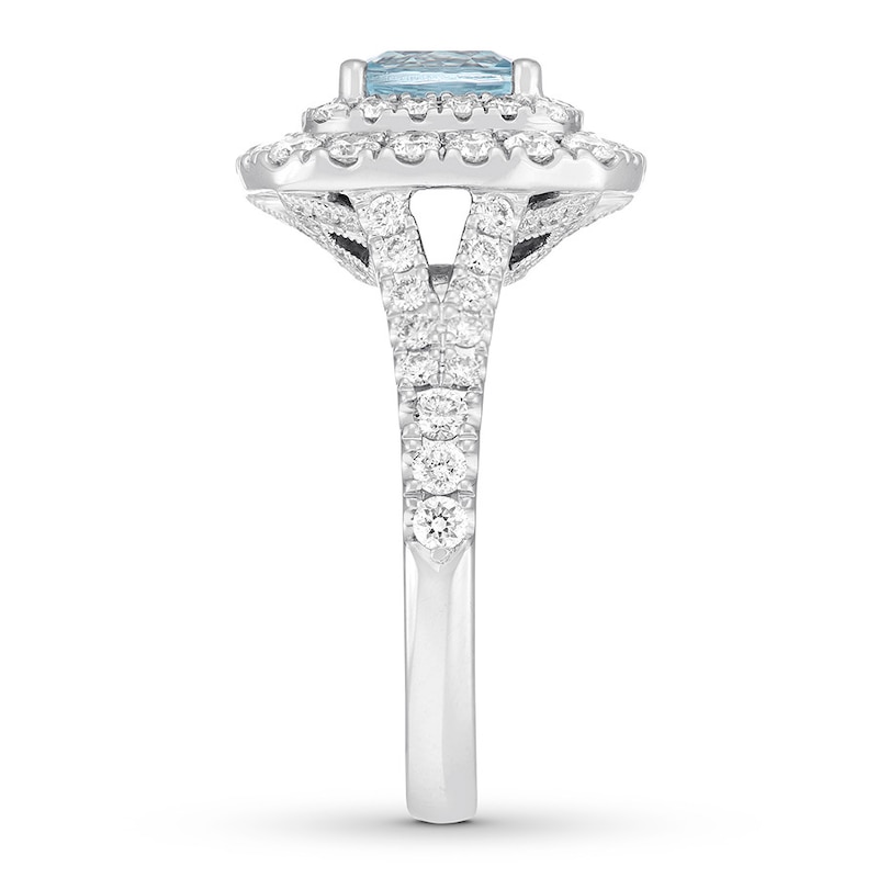 Main Image 3 of Previously Owned Neil Lane Aquamarine Ring 1-1/4 ct tw Diamonds 14K White Gold
