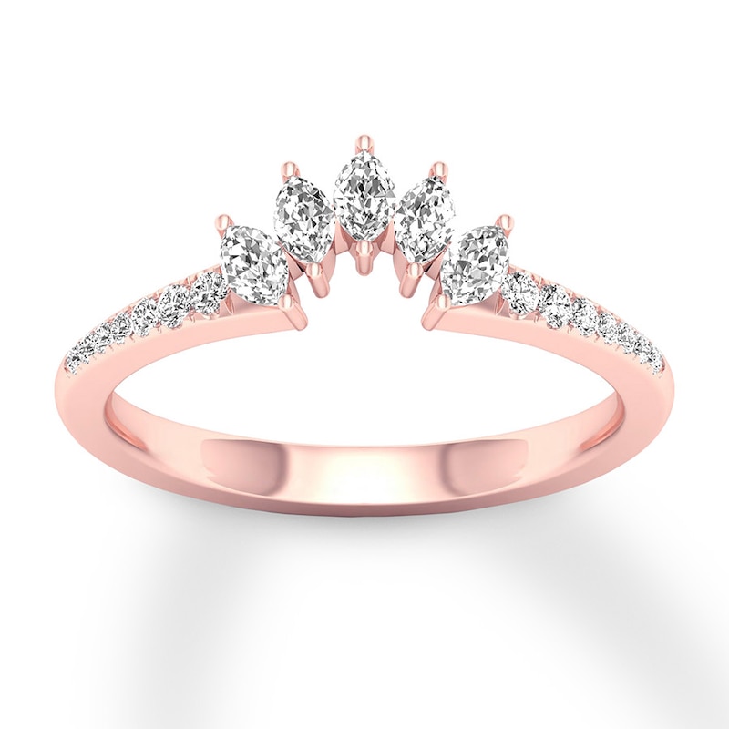 Main Image 1 of Previously Owned Diamond Contour Ring 1/3 ct tw Marquise/Round 14K Rose Gold