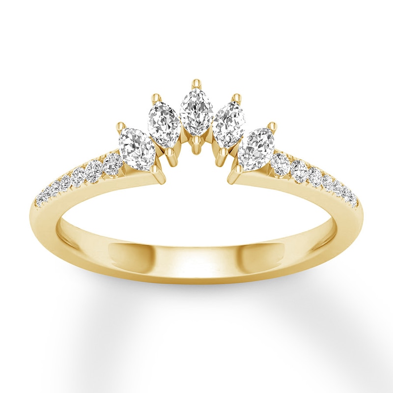Main Image 1 of Previously Owned Diamond Contour Ring 1/3 ct tw Marquise/Round 14K Yellow Gold