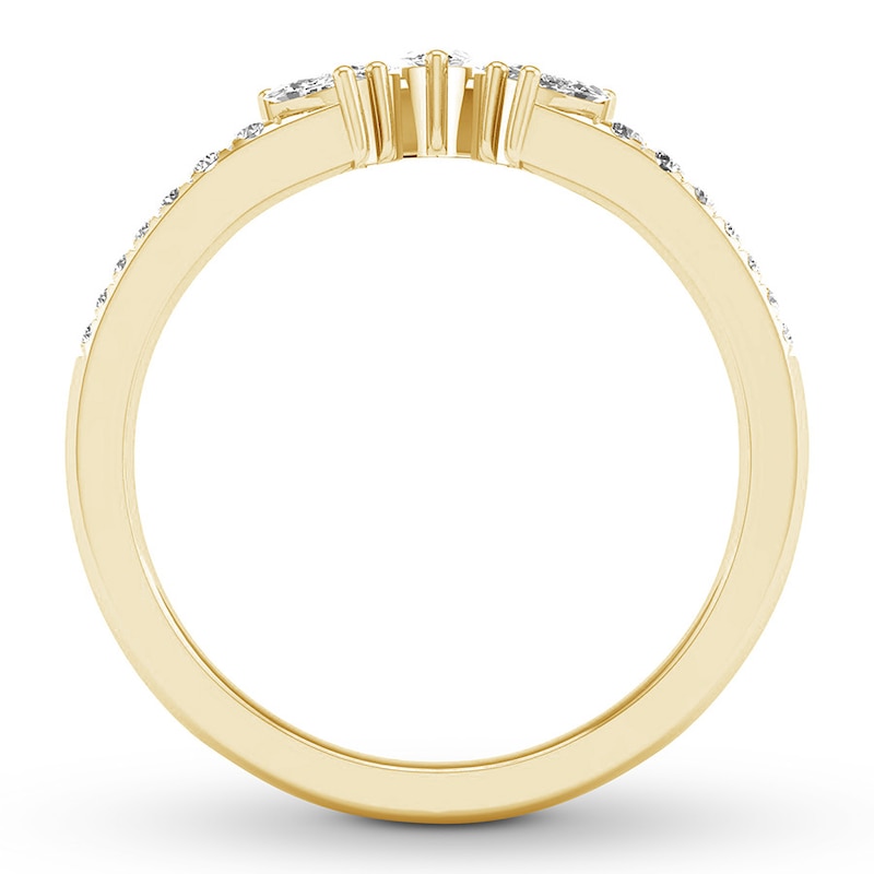 Main Image 2 of Previously Owned Diamond Contour Ring 1/3 ct tw Marquise/Round 14K Yellow Gold