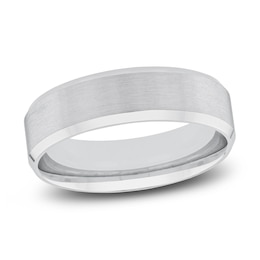 Previously Owned Men's Beveled Edge Wedding Band 14K White Gold
