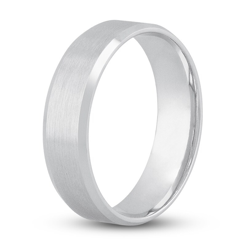 Main Image 2 of Previously Owned Men's Beveled Edge Wedding Band 14K White Gold