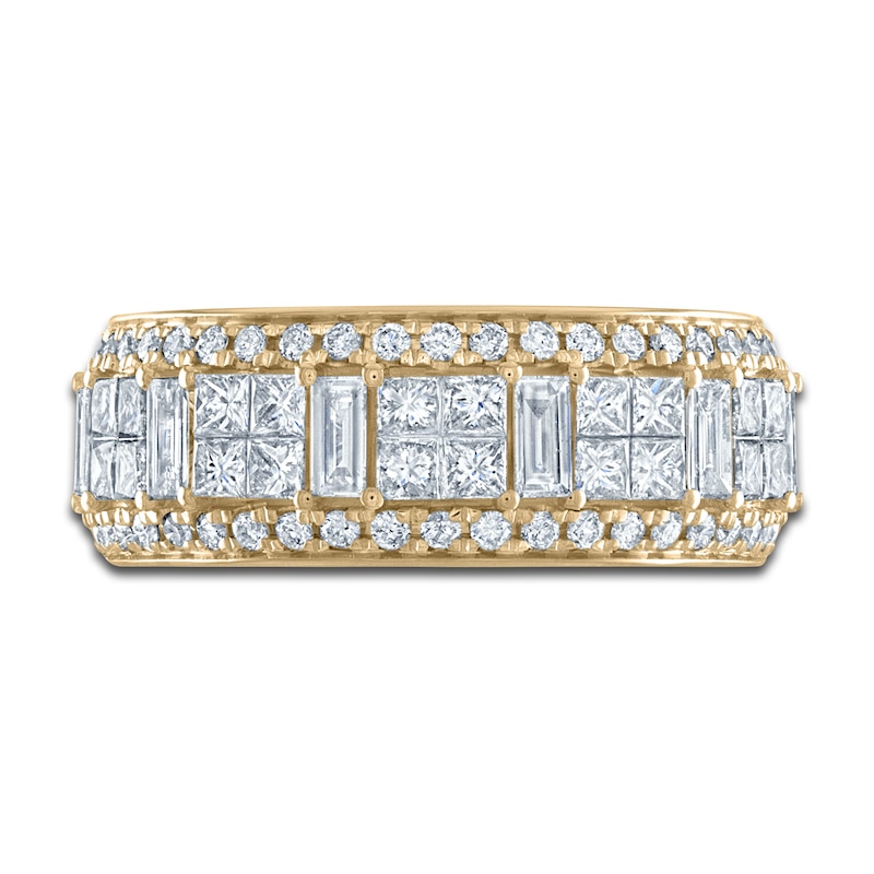Main Image 3 of Previously Owned Vera Wang WISH Diamond Anniversary Band 1-1/2 ct tw Baguette/Princess/ Round 18K Yellow Gold