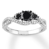 Thumbnail Image 1 of Previously Owned Black & White Diamond Ring 1 ct tw Round-cut 14K White Gold