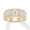 Thumbnail Image 1 of Previously Owned Diamond Anniversary Ring 1-1/2 ct tw Emerald-cut/Round 14K Gold