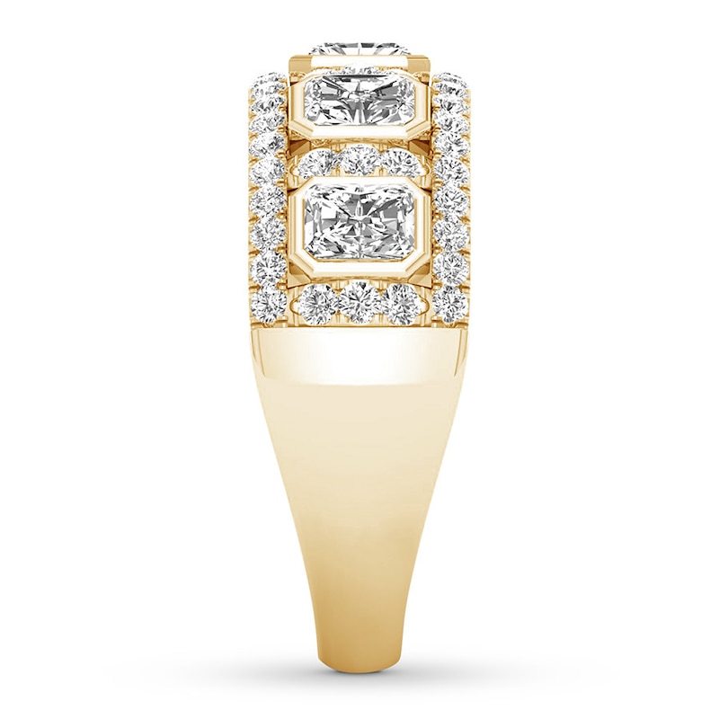 Main Image 3 of Previously Owned Diamond Anniversary Ring 1-1/2 ct tw Emerald-cut/Round 14K Gold