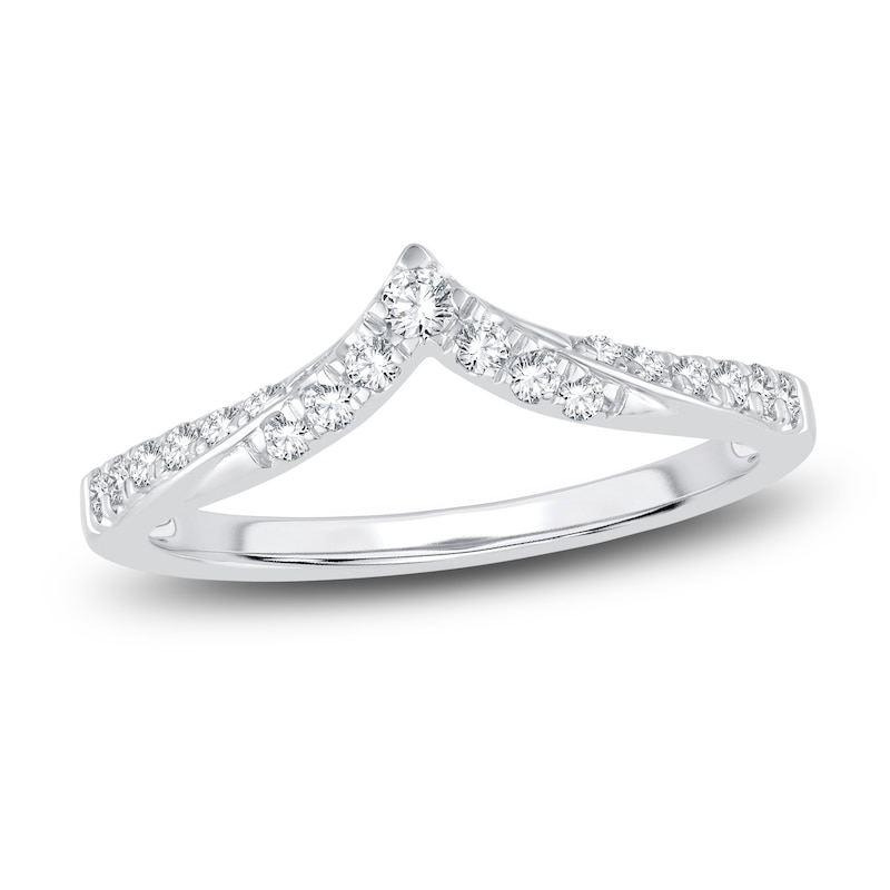 Main Image 1 of Previously Owned Diamond Chevron Anniversary Band 1/5 ct tw Round 14K White Gold