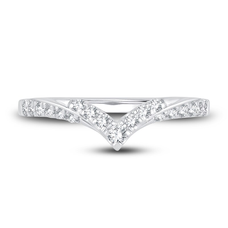 Main Image 3 of Previously Owned Diamond Chevron Anniversary Band 1/5 ct tw Round 14K White Gold
