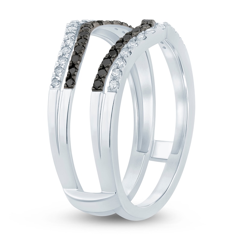 Main Image 2 of Previously Owned Black & White Diamond Anniversary Enhancer Band 3/8 ct tw Round 14K White Gold