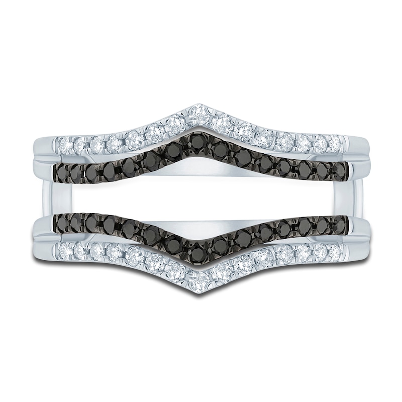 Main Image 3 of Previously Owned Black & White Diamond Anniversary Enhancer Band 3/8 ct tw Round 14K White Gold