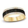 Thumbnail Image 1 of Previously Owned Men's Certified Diamond Black Pattern Wedding Band 1/2 ct tw 14K Yellow Gold