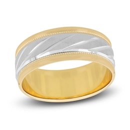 Previously Owned Men's High-Polish Wedding Band 14K Two-Tone Gold 8.0mm