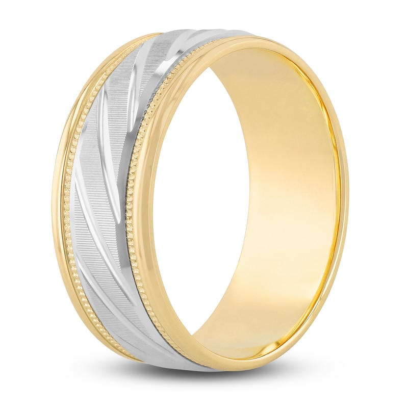 Main Image 2 of Previously Owned Men's High-Polish Wedding Band 14K Two-Tone Gold 8.0mm