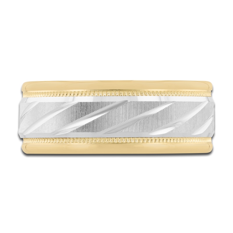 Main Image 3 of Previously Owned Men's High-Polish Wedding Band 14K Two-Tone Gold 8.0mm
