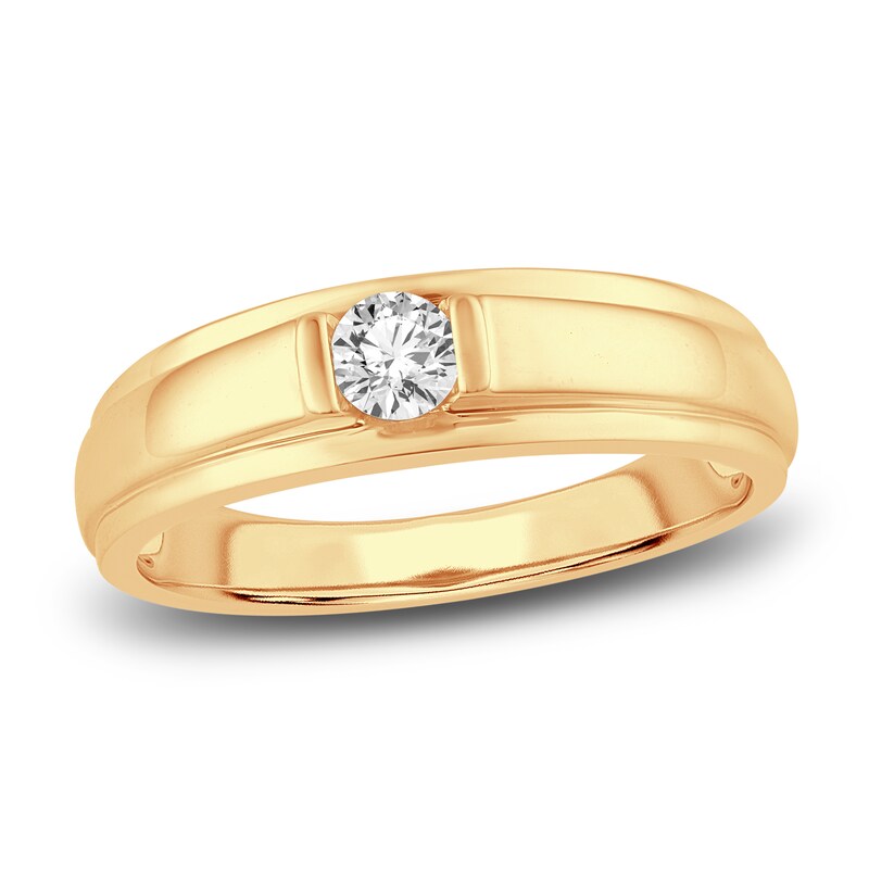 Main Image 1 of Previously Owned Men's Diamond Wedding Band 1/4 ct tw Round 14K Yellow Gold (I/I1)
