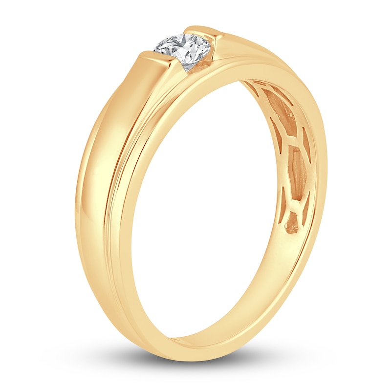Main Image 2 of Previously Owned Men's Diamond Wedding Band 1/4 ct tw Round 14K Yellow Gold (I/I1)