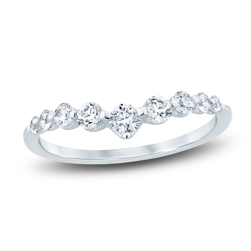 Main Image 1 of Previously Owned Diamond Contour Anniversary Band 1/2 ct tw Round 14K White Gold