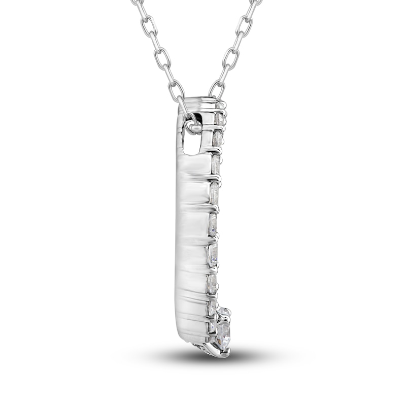 Main Image 2 of Previously Owned Diamond Circle Pendant Necklace 1 ct tw Round 14K White Gold