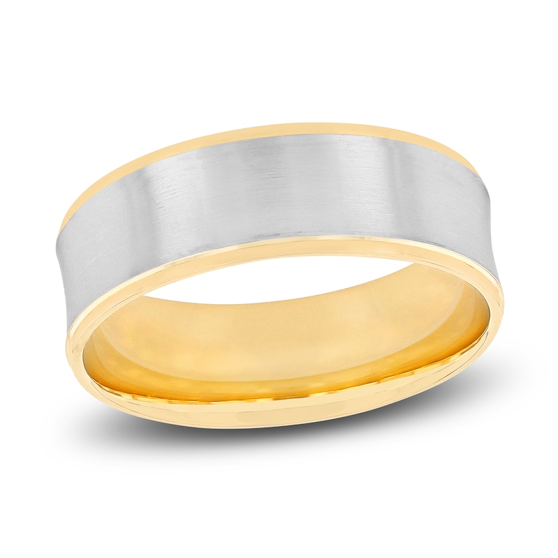 Main Image 1 of Previously Owned Men's High-Polish Wedding Band 14K Two-Tone Gold 7.0mm