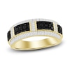 Thumbnail Image 1 of Previously Owned Men's Black & White Diamond Ring 1 ct tw Round/Baguette 10K Yellow Gold