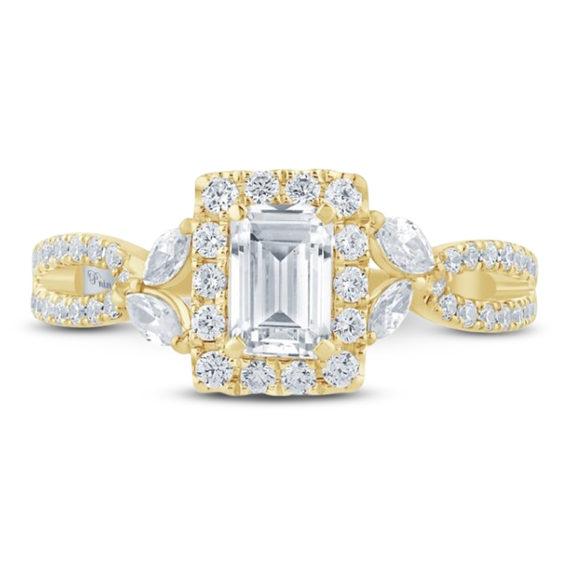 Main Image 3 of Previously Owned Pnina Tornai Emerald-Cut Diamond Halo Engagement Ring 1 ct tw 14K Yellow Gold