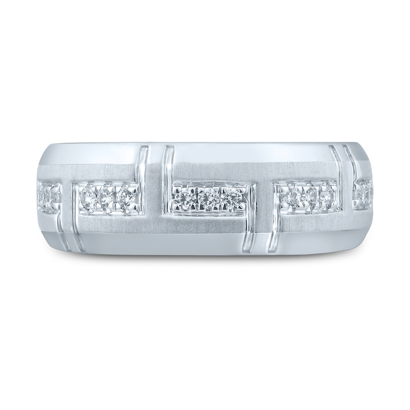 Main Image 3 of Previously Owned Pnina Tornai Committed To Love Men's Diamond Wedding Band 1/4 ct tw Round 14K White Gold