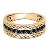 Thumbnail Image 3 of Previously Owned Men's Natural Black Sapphire Wedding Band 14K Yellow Gold 8.0mm
