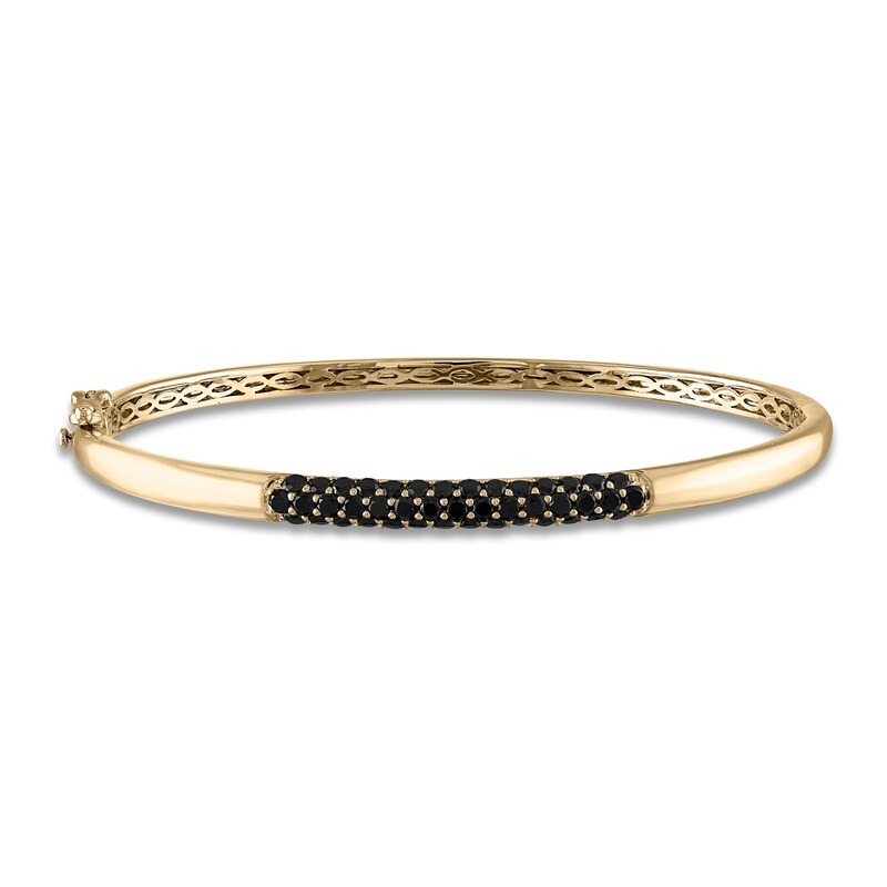 Main Image 1 of Previously Owned Black Diamond Bangle Bracelet 1-1/2 ct tw Round 14K Yellow Gold "
