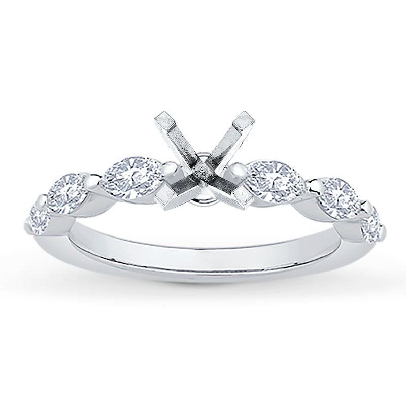 Main Image 1 of Previously Owned Certified Marquise-Cut Diamond Engagement Ring Setting 1/2 ct tw 14K White Gold