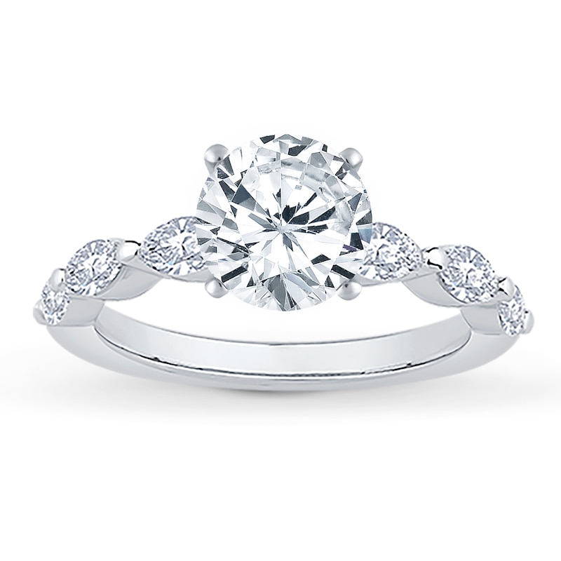 Main Image 2 of Previously Owned Certified Marquise-Cut Diamond Engagement Ring Setting 1/2 ct tw 14K White Gold