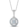 Thumbnail Image 1 of Previously Owned Diamond Halo Pendant Necklace 1/6 ct tw 10K White Gold