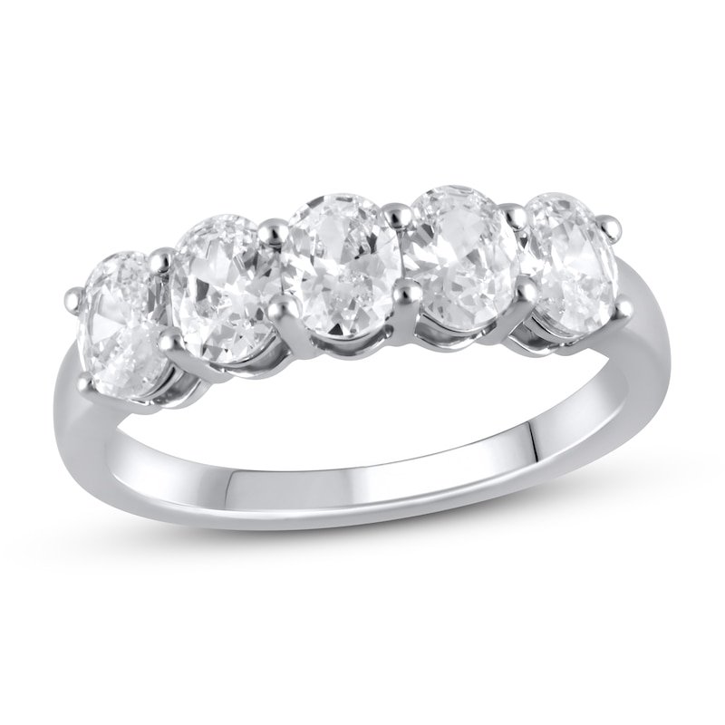 Main Image 1 of Previously Owned Lab-Grown Diamond Anniversary Band 1-1/2 ct tw Oval 14K White Gold