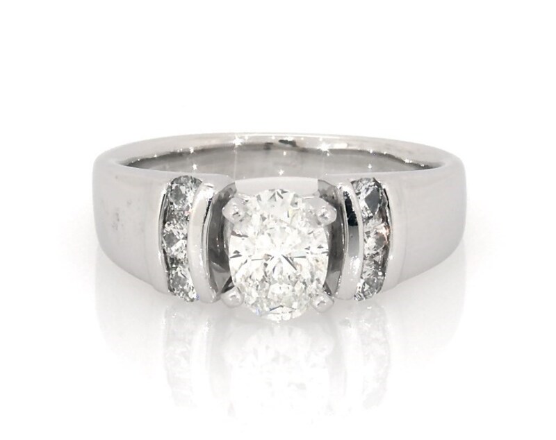 Main Image 1 of Previously Owned Oval-Cut Diamond Engagement Ring 1 ct tw 14K White Gold Size 6