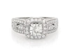 Thumbnail Image 1 of Previously Owned Round-Cut Diamond Cushion Halo Engagement Ring 1 ct tw 14K White Gold Size 8.5