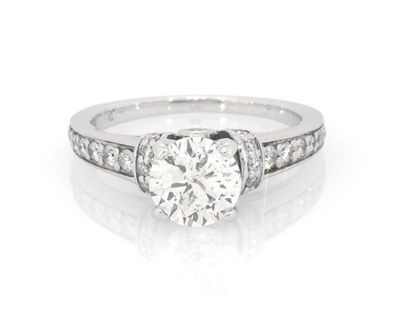 Main Image 1 of Previously Owned Round-Cut Diamond Engagement Ring 1-1/2 ct tw 14K White Gold Size 5
