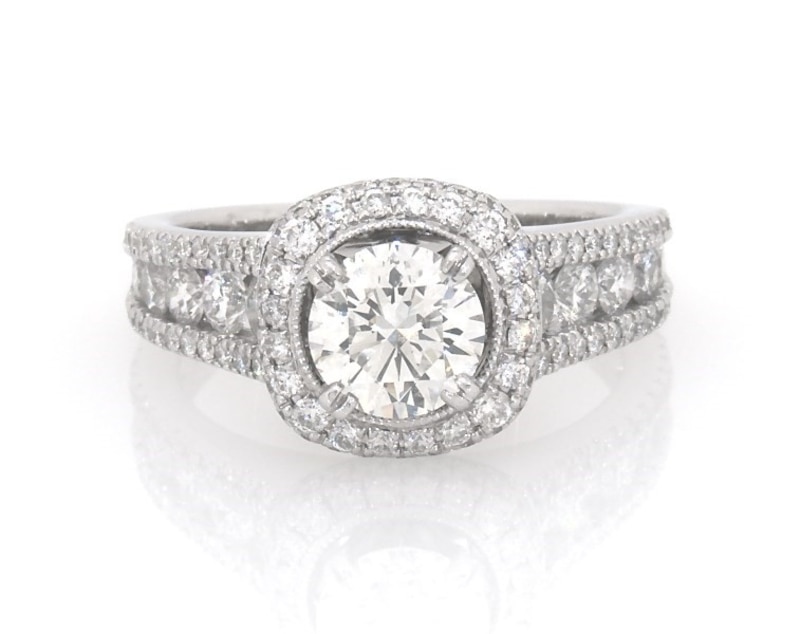 Main Image 1 of Previously Owned Neil Lane Round-Cut Diamond Engagement Ring 2-1/2 ct tw 14K White Gold Size 6.5