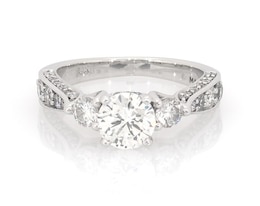 Previously Owned Round-Cut Diamond Three-Stone Engagement Ring 1-1/2 ct tw 14K White Gold Size 6