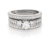 Thumbnail Image 1 of Previously Owned Round-Cut Diamond Three-Stone Bridal Set 1-1/5 ct tw 14K White Gold Size 6.75