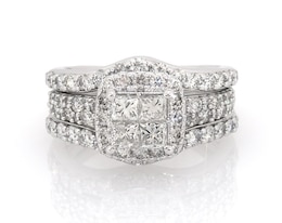 Previously Owned Princess-Cut Quad Diamond Bridal Set 2-3/8 ct tw 14K White Gold Size 8