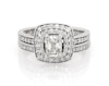Thumbnail Image 1 of Previously Owned Radiant-Cut Diamond Double Halo Engagement Ring 1-1/8 ct tw 14K White Gold Size 6.75