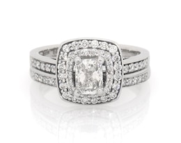 Previously Owned Radiant-Cut Diamond Double Halo Engagement Ring 1-1/8 ct tw 14K White Gold Size 6.75