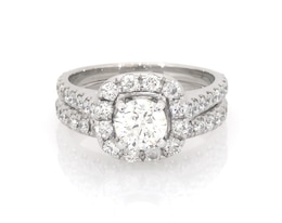 Previously Owned Neil Lane Round-Cut Diamond Halo Bridal Set 1-1/2 ct tw 14K White Gold Size 5