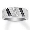 Thumbnail Image 1 of Previously Owned Men's Band 1/2 ct tw Black & White Diamonds 14K White Gold