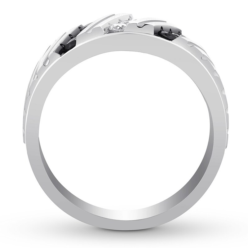 Main Image 2 of Previously Owned Men's Band 1/2 ct tw Black & White Diamonds 14K White Gold