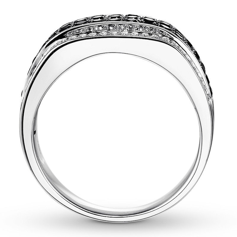 Main Image 2 of Previously Owned Black & White Diamond Men's Ring 1-1/2 ct tw 10K White Gold