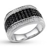Thumbnail Image 4 of Previously Owned Black & White Diamond Men's Ring 1-1/2 ct tw 10K White Gold