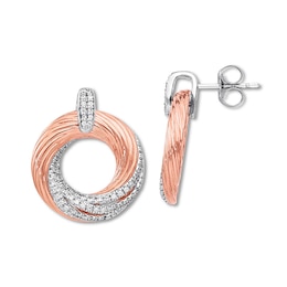 Previously Owned Diamond Swirl Circle Earrings 3/8 ct tw Round 10K Two-Tone Gold
