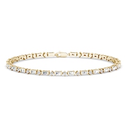 Previously Owned Diamond Tennis Bracelet 1 ct tw Round/Baguette-Cut 14K Yellow Gold